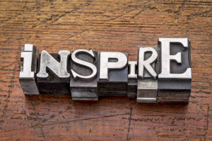 inspire word in metal type