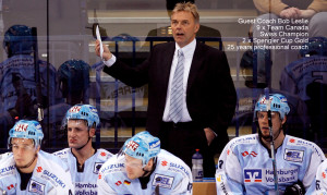Bob Leslie on the bench of the Hamburg Freezers, DEL